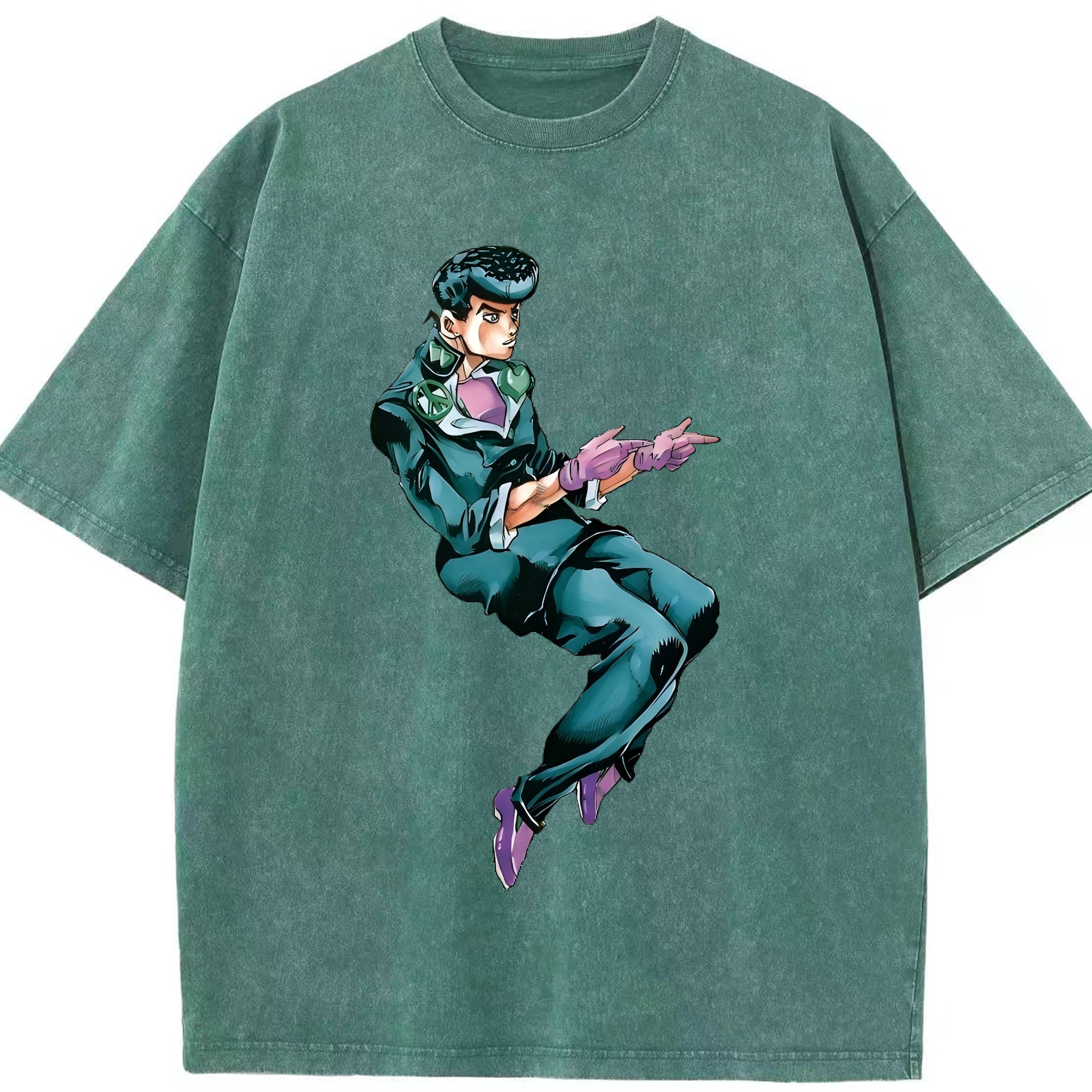（画像用） ジョジョの奇妙な冒険 ひがしかた じょうすけ JoJo's Bizarre Adventure Higashikata Josuke 綿100% ヴィンテージ風 半袖Tシャツ（フロントプリント）